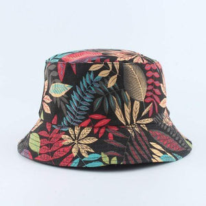 Planet Gates colorful leaf Panama Bucket Hat Men Women Summer Bucket Cap Banana Print Yellow Hat Bob Hat Hip Hop Gorros Fishing Fisherman Hat