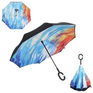 Planet Gates Colorful Reverse Folding Double Layer Inverted Chuva Umbrella Self Stand Inside Out Rain Protection C-Hook Hands For Car