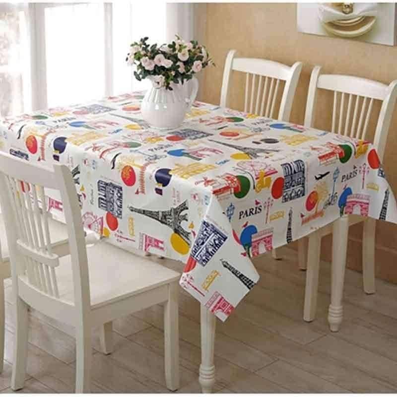 Planet Gates colorful strips / 137x137cm PVC TableCloth Waterproof Rectangular Plastic Picnic Cloth for Tea Table Home Textile Fashion Love Festive Red MJ033