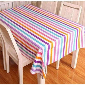 Planet Gates colorful strips / 137x137cm PVC TableCloth Waterproof Rectangular Plastic Picnic Cloth for Tea Table Home Textile Fashion Love Festive Red MJ033