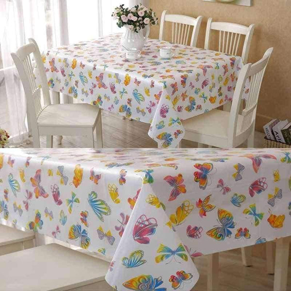 Planet Gates colorful strips / 137x137cm PVC TableCloth Waterproof Rectangular Plastic Picnic Cloth for Tea Table Home Textile Fashion Love Festive Red MJ033