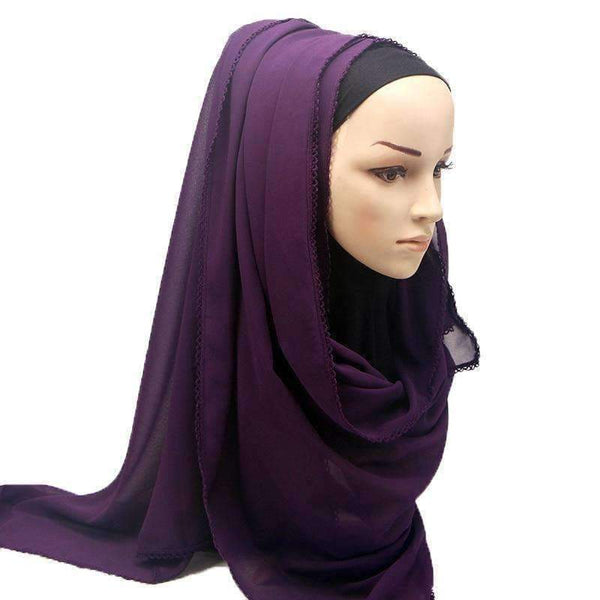 Planet Gates COLORS plain bubble chiffon lace edges scarf women muslim hijab wrap shawls headband scarves wholesale 180*75cm