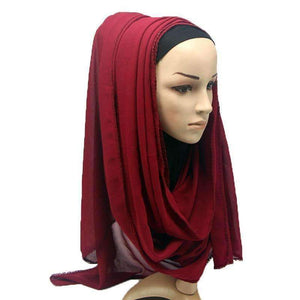 Planet Gates COLORS plain bubble chiffon lace edges scarf women muslim hijab wrap shawls headband scarves wholesale 180*75cm