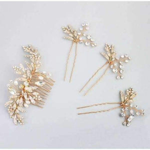 Planet Gates Comb Set Gold Bridal Hair Combs Leaf Hairpins Wedding Hair Accessories Handmade Jewelry Crystal Headpiece Jewelry Gifts for Women