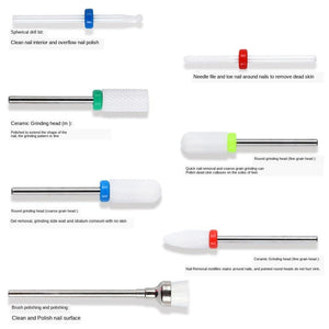 Planet Gates Combined Milling Cutters Set For Manicure , Ceramic Nail Drill Bits Kit Electric Removing Gel Polishing Tools