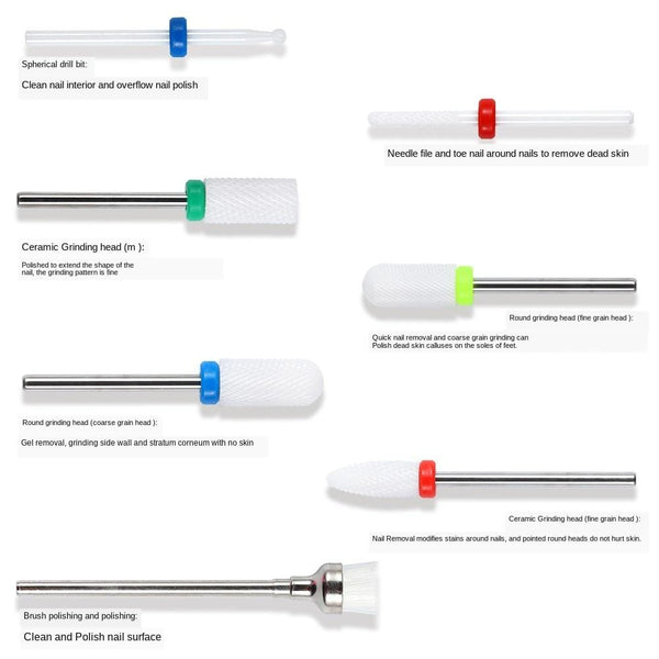 Planet Gates Combined Milling Cutters Set For Manicure , Ceramic Nail Drill Bits Kit Electric Removing Gel Polishing Tools