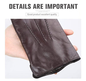 Planet Gates Comfortable Keep warm gloves male winter,Water ripple design sheepskin men's gloves,black men's leather gloves-8001Y