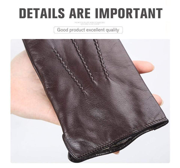 Planet Gates Comfortable Keep warm gloves male winter,Water ripple design sheepskin men's gloves,black men's leather gloves-8001Y