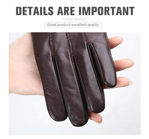 Planet Gates Comfortable Keep warm gloves male winter,Water ripple design sheepskin men's gloves,black men's leather gloves-8001Y