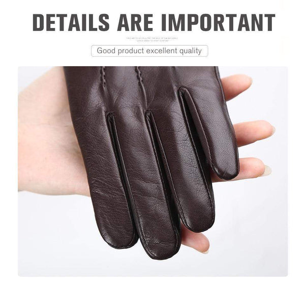 Planet Gates Comfortable Keep warm gloves male winter,Water ripple design sheepskin men's gloves,black men's leather gloves-8001Y