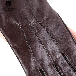 Planet Gates Comfortable Keep warm gloves male winter,Water ripple design sheepskin men's gloves,black men's leather gloves-8001Y