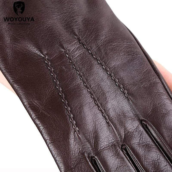 Planet Gates Comfortable Keep warm gloves male winter,Water ripple design sheepskin men's gloves,black men's leather gloves-8001Y