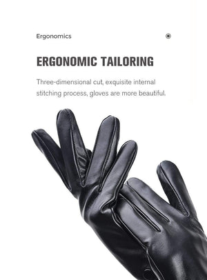 Planet Gates Comfortable Keep warm gloves male winter,Water ripple design sheepskin men's gloves,black men's leather gloves-8001Y