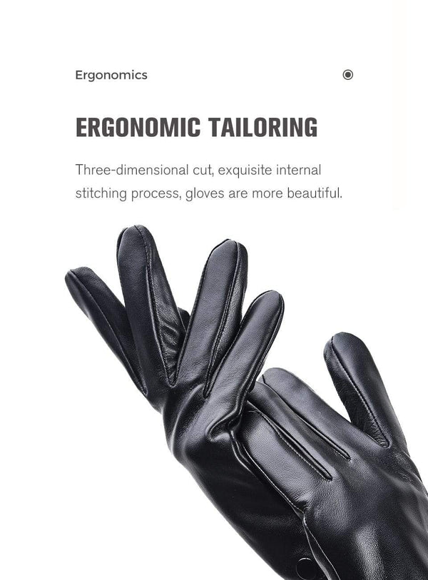 Planet Gates Comfortable Keep warm gloves male winter,Water ripple design sheepskin men's gloves,black men's leather gloves-8001Y