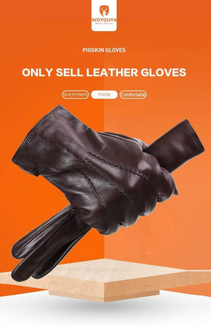 Planet Gates Comfortable Keep warm gloves male winter,Water ripple design sheepskin men's gloves,black men's leather gloves-8001Y