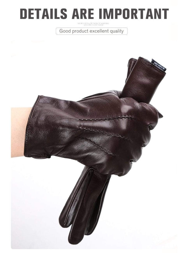Planet Gates Comfortable Keep warm gloves male winter,Water ripple design sheepskin men's gloves,black men's leather gloves-8001Y
