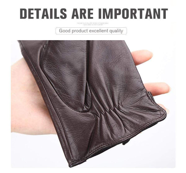 Planet Gates Comfortable Keep warm gloves male winter,Water ripple design sheepskin men's gloves,black men's leather gloves-8001Y