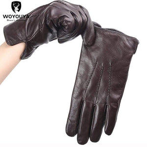 Planet Gates Comfortable Keep warm gloves male winter,Water ripple design sheepskin men's gloves,black men's leather gloves-8001Y