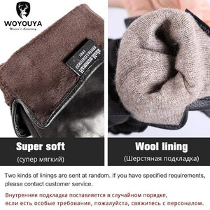 Planet Gates Comfortable Keep warm gloves male winter,Water ripple design sheepskin men's gloves,black men's leather gloves-8001Y
