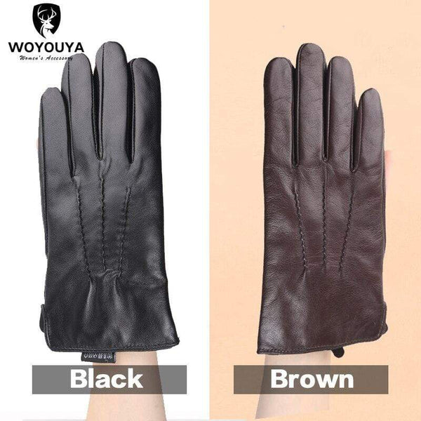 Planet Gates Comfortable Keep warm gloves male winter,Water ripple design sheepskin men's gloves,black men's leather gloves-8001Y