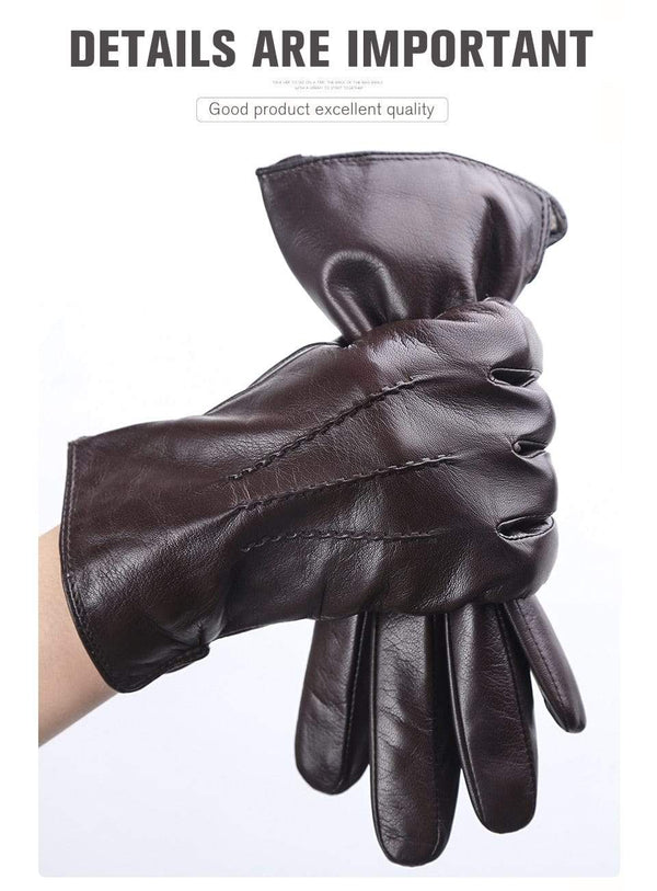 Planet Gates Comfortable Keep warm gloves male winter,Water ripple design sheepskin men's gloves,black men's leather gloves-8001Y