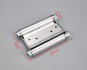 Double Open Door Hinge 3-8inch Stainless Steel Spring Auto Closing Fold Hinges Two-way Open Door Bar Fence Cowboy Door Hardware