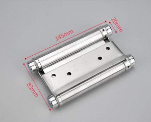 Double Open Door Hinge 3-8inch Stainless Steel Spring Auto Closing Fold Hinges Two-way Open Door Bar Fence Cowboy Door Hardware
