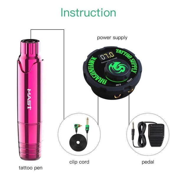 Planet Gates Complete Permanent Makeup Machine Mast P10 Eyeliner Eyebrow Lips Tools Tattoo Pen Kit Mini Power Supply for Tattoo Artist