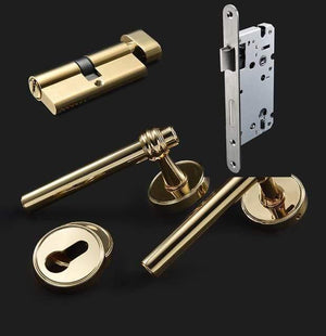 Planet Gates Complete set High Quality Modern Gold Interior Door Handle Door Lock Door Hardware Handles for Interior Door