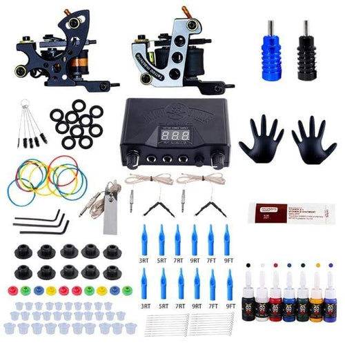 Planet Gates Complete Tattoo Kit Coil Tattoo Machine Set Power Supply Needles Professional Tattoo Machine Kit for Beginner Starter