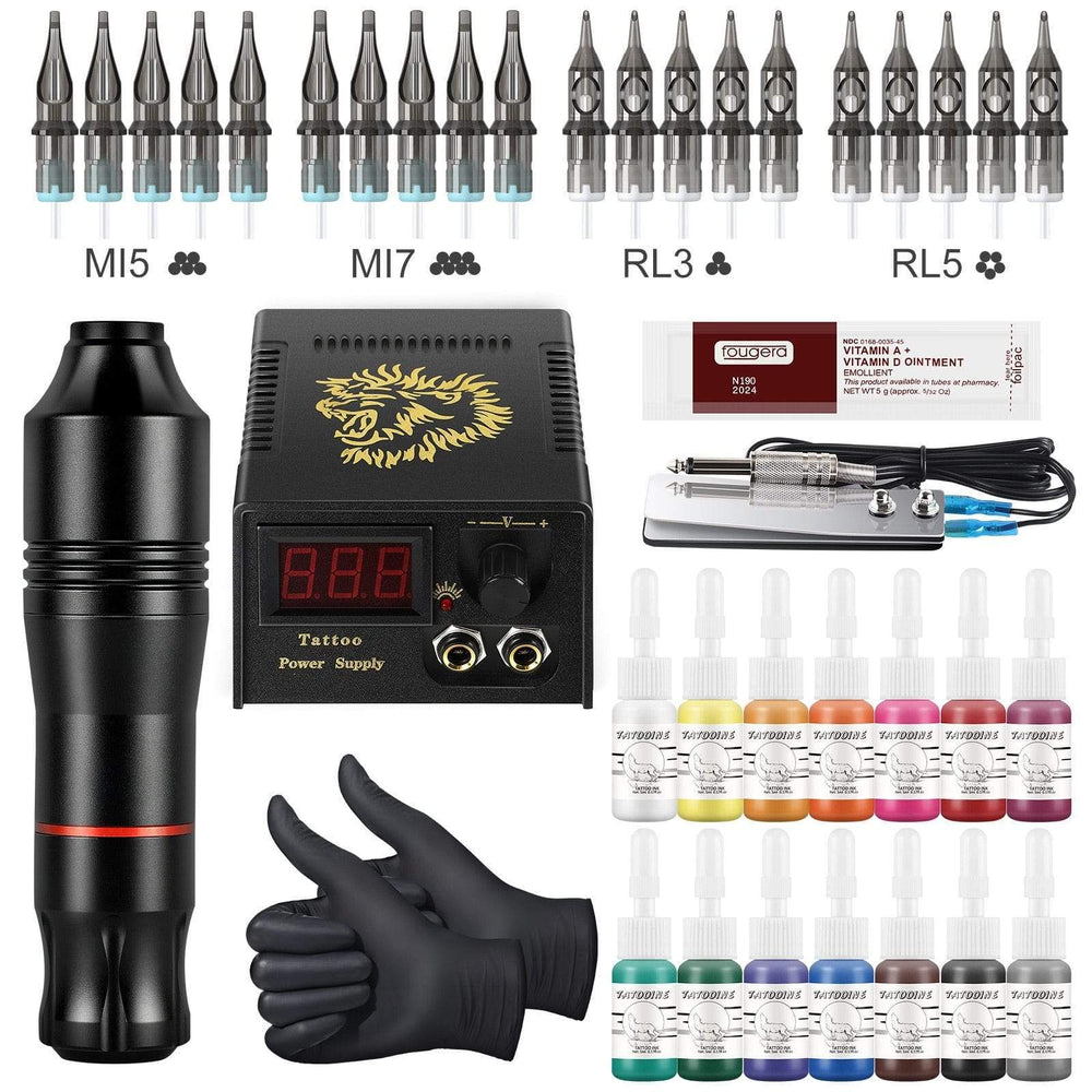 Planet Gates Complete Tattoo Machine Kit Professional Rotary Pen Set Tattoo Cartridge Needles For Permanent Makeup Eyebrow Tattoo Body