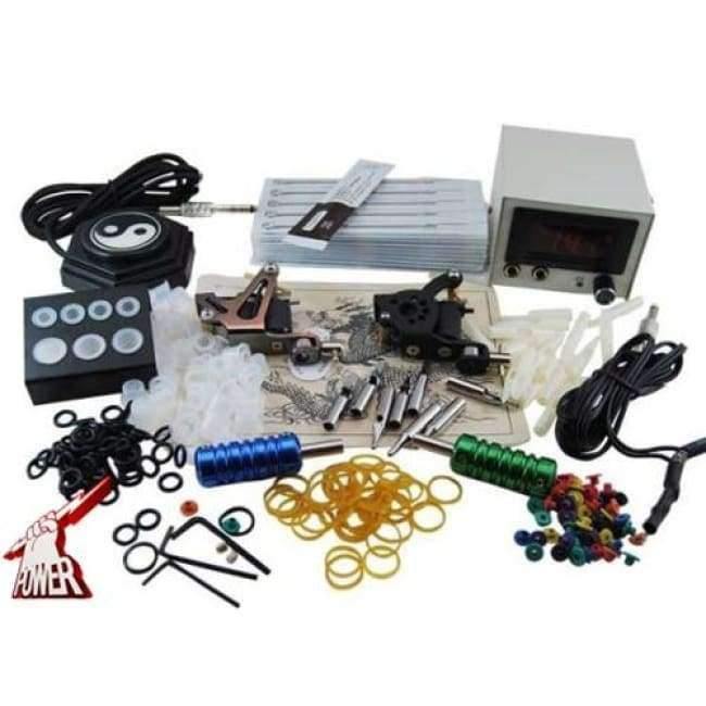 Planet Gates Complete Tattoo Machine Kit Set 2 Coils Guns Needles Tip Power Tatoo Beginner Grips Kits Permanent Makeup PTK-913-C3