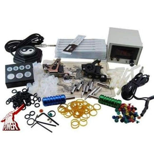 Planet Gates Complete Tattoo Machine Kit Set 2 Coils Guns Needles Tip Power Tatoo Beginner Grips Kits Permanent Makeup PTK-913-C3