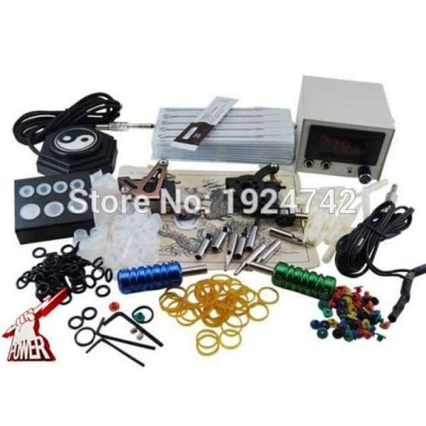 Planet Gates Complete Tattoo Machine Kit Set 2 Coils Guns Needles Tip Power Tatoo Beginner Grips Kits Permanent Makeup PTK-913-C3