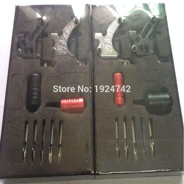 Planet Gates Complete Tattoo Machine Kit Set 2 Coils Guns Needles Tip Power Tatoo Beginner Grips Kits Permanent Makeup PTK-913-C3