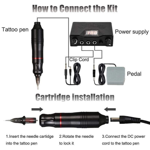 Planet Gates Complete Tattoo Machine Kits Tattoo Power Supply Rotary Pen With Cartridge Needles Permanent Makeup Eyebrow Tattoo Body Artist