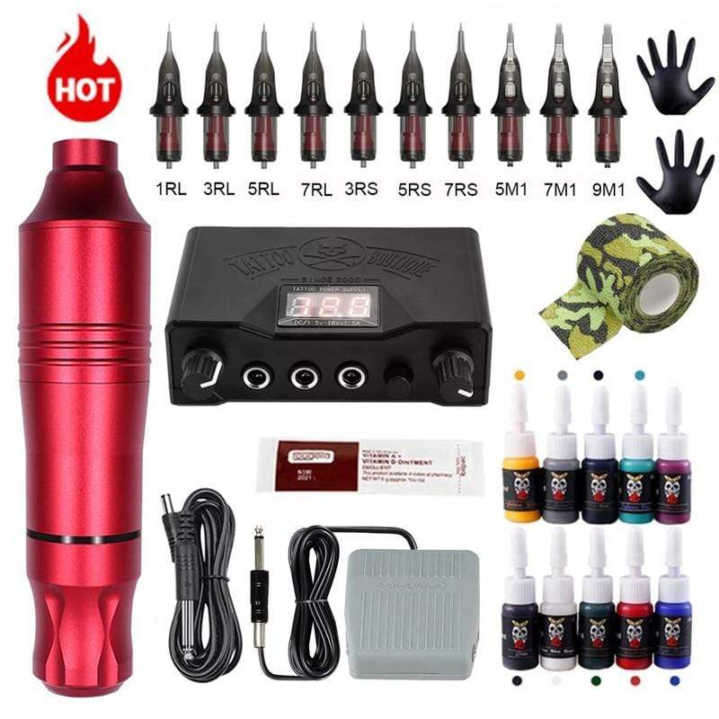 Planet Gates Complete Tattoo Machine Kits Tattoo Power Supply Rotary Pen With Cartridge Needles Permanent Makeup Eyebrow Tattoo Body Artist
