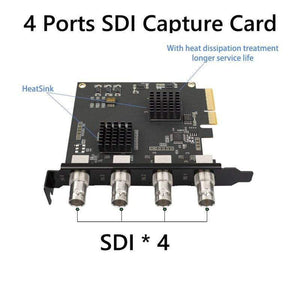 Planet Gates Computer Components 4 Channel PCIE Capture card SDI Video card 1080P 60FPS Capture Card for Game Meeting Live Broadcast Streaming