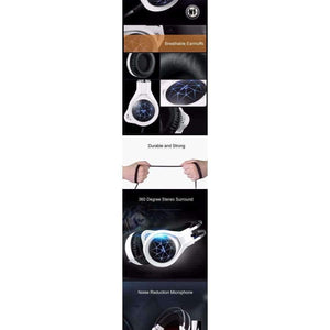 Planet Gates Computer Stereo Gaming Headphones Best Casque Deep Bass Game Earphone Headset with Mic LED Light for PC Gamer