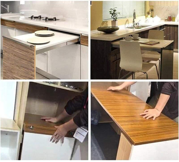 Concealed Folding Table Guide Rail Hinge, Aluminum Telescopic Cabinet Table Slide,  Flat Push Folding Furniture Hardware