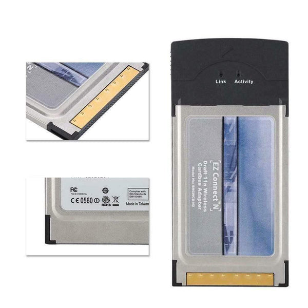 Connect N Pro Draft 802.11n 2.4GHz 300Mbps PCMCIA WiFi Adapter Wireless Cardbus Adapter for SMC Windows XP/Vista (Grey Other)