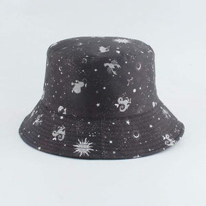 Planet Gates constellation Galaxy Stars Print Panama Hat Cap Reversible Bucket Hat Summer Sun Hats For Women Men Gorro