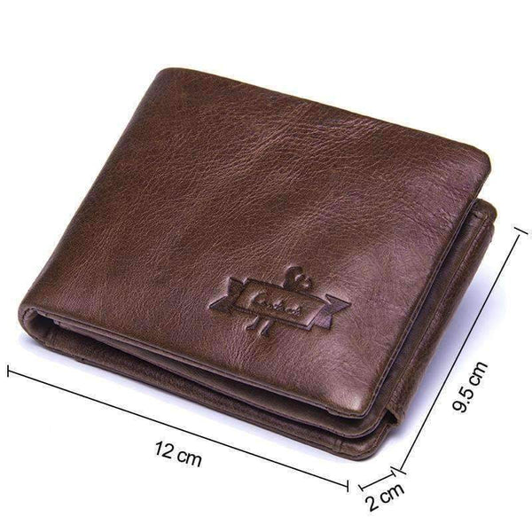 Planet Gates CONTACT'S Genuine Crazy Horse Leather Men Wallets Vintage Trifold Wallet Zip Coin Pocket Purse Cowhide Leather Wallet For Mens