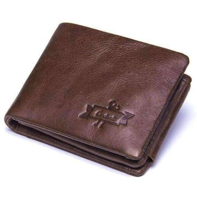 Planet Gates CONTACT'S Genuine Crazy Horse Leather Men Wallets Vintage Trifold Wallet Zip Coin Pocket Purse Cowhide Leather Wallet For Mens