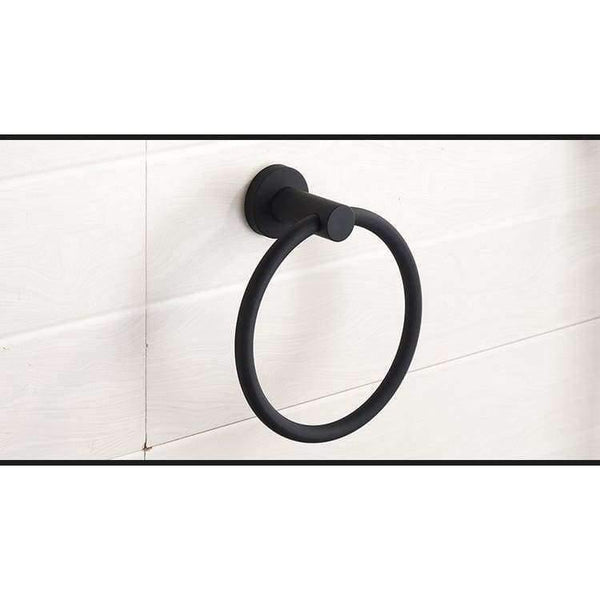 Planet Gates Contemporary Brushed Black Towel Holder Towel Ring 304 Stainless Steel Towel Bar Mounting Bathroom Products Gu60