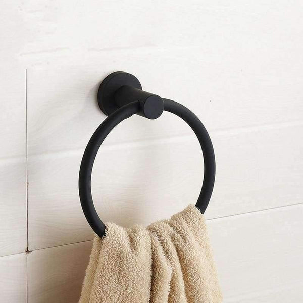Planet Gates Contemporary Brushed Black Towel Holder Towel Ring 304 Stainless Steel Towel Bar Mounting Bathroom Products Gu60