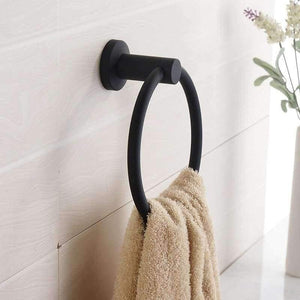 Planet Gates Contemporary Brushed Black Towel Holder Towel Ring 304 Stainless Steel Towel Bar Mounting Bathroom Products Gu60