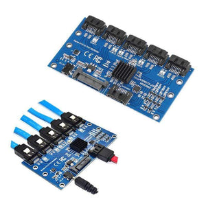 Planet Gates Controller Card Motherboard Sata Expansion Card 1 To 5 Port Sata3.0 6Gbps Multiplier Sata Port Riser Card Adapter For Comp