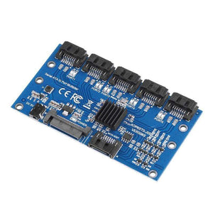 Planet Gates Controller Card Motherboard Sata Expansion Card 1 To 5 Port Sata3.0 6Gbps Multiplier Sata Port Riser Card Adapter For Comp
