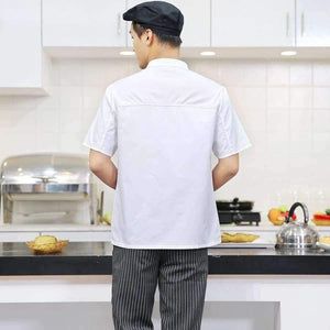 Planet Gates Cook Clothes Men Solid Single Breasted High Quality Kitchen Chef Uniforms Short-sleeved Restaurant Bakery Waiter Tops Shirt